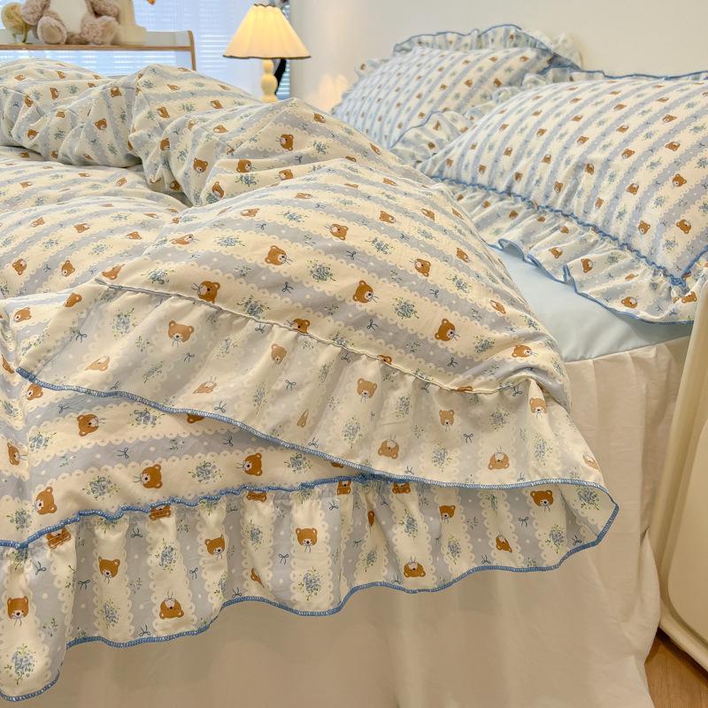 Romantic Lace Floral Cotton Bedding Set - Exquisite French-Korean Style