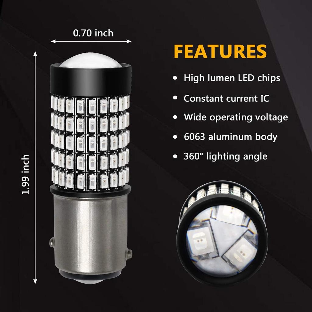 PHINLION 1157 LED Brake Light Bulbs, 2800 Lumens Super Bright 3014 103SMD 2057 2357 7528 BAY15D Red LED Bulb for Turn Signal Blinker Tail Stop