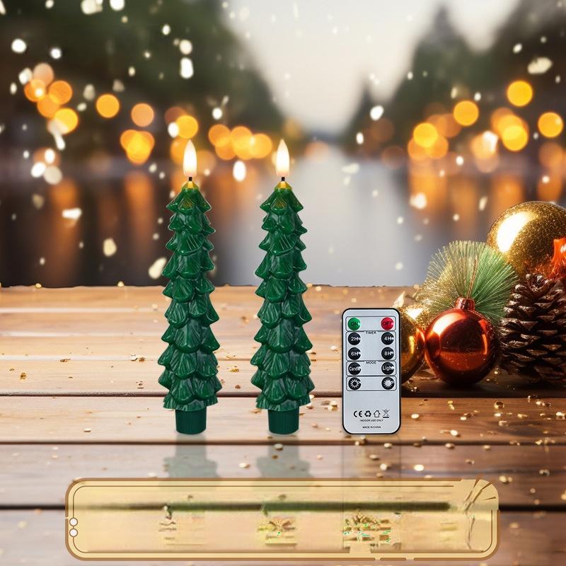 Scandinavian Evergreen LED Candles Minimalist Tree Shaped Flameless Tapers for Calm Winter Home Styling Paraffin LED Candle