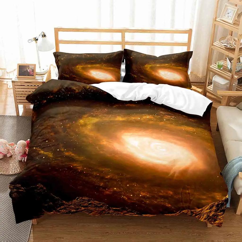 Hubble Image King Queen Duvet Cover Vast Starry Sky Bedding Set Bright Universe Landscape Quilt Cover Polyester Comforter Cover
