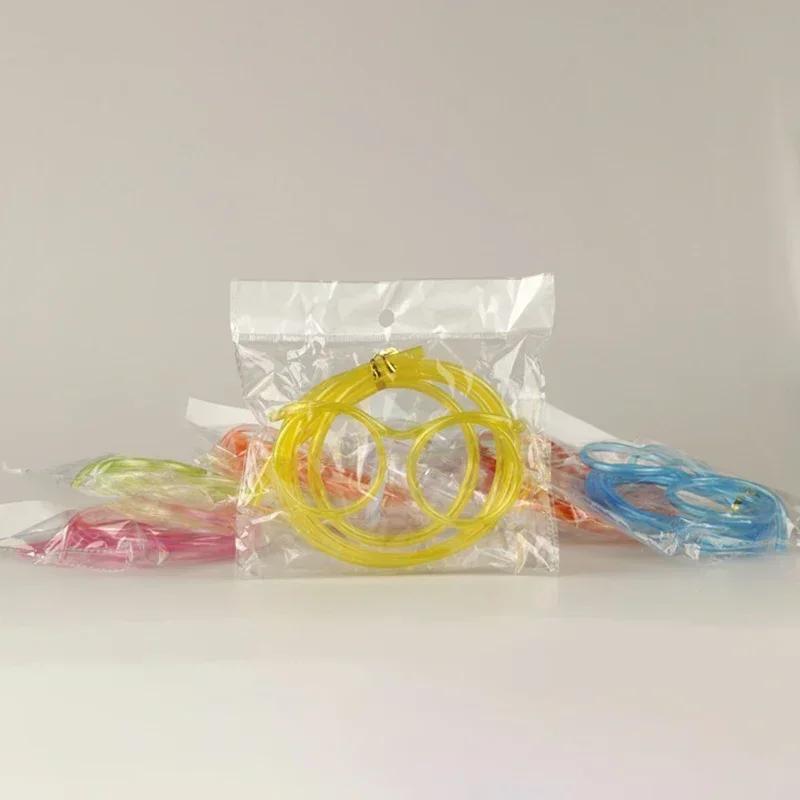 

1 PC Fun soft plastic straw funny glasses flexible drinking toys party joke tube tools kids baby birthday toys жёлтый