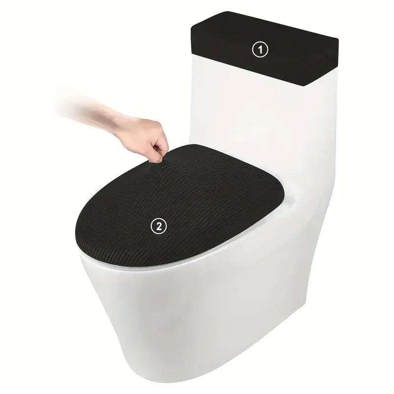 2Pcs/Set Jacquard Toilet Seat Protector Cover Stretch Anti-Dirty Toilet Lid Tank Lid Covers Toilet Cushion Mats El Bathroom