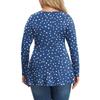 Women's Plus Size Shirt Long Sleeve  Print Top Pleated Casual V-Neck Top