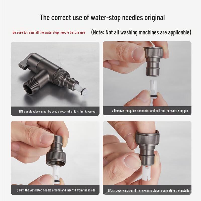 LINGJULI Brass Ceramic Core 1-in-2-Out Washing Machine Angle Valve