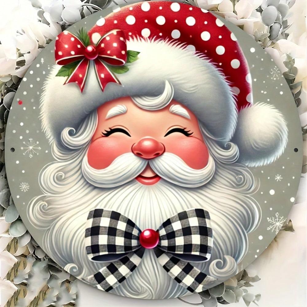 Santa Claus Christmas Metal Wall Art Vintage Iron Sign Indoor Outdoor Holiday Decor