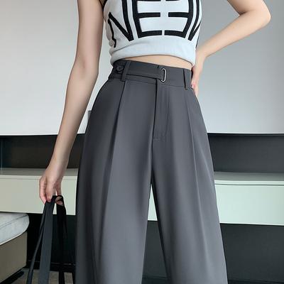 Sommer Damen Freizeithose Weitbein Hose Elegant Büro Dame Hohe Taille Lockere Hose