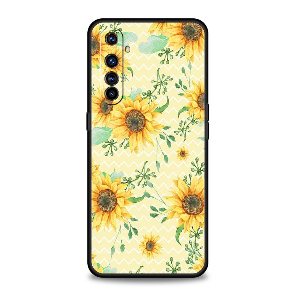 Soft TPU Case For Realme C67 C63 C55 C53 C25 C21 10 11 12 13 GT 2 3 5 Pro Plus 5G Phone Cover Summer Sunflower Floral Flower Bag