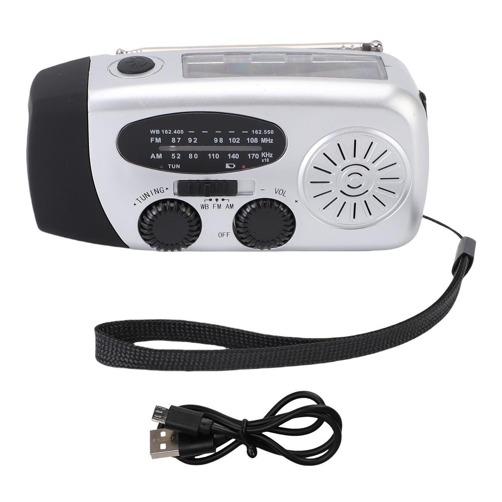 Solar Emergency Radio Hand Crank Portable NOAA Weather Radio with AM FM LED Lights SOS Alarm Cell Ph