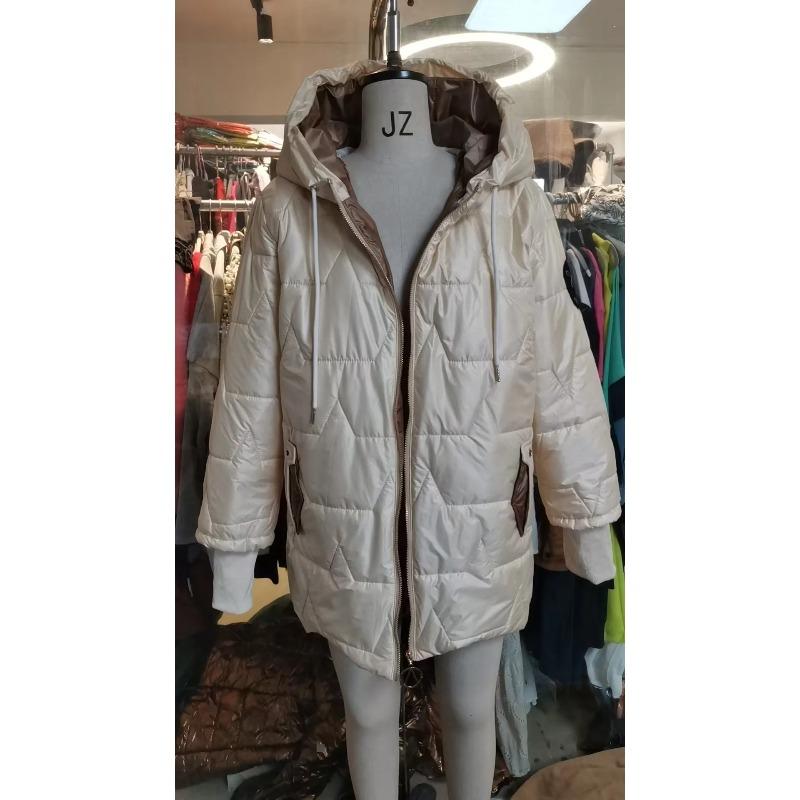 Parka Giacca Imbottita in Cotone da Donna con Cappuccio Capospalla Invernale Spessa Calda Tasche Zip Piumino Antivento Lunghezza Media Cappotto
