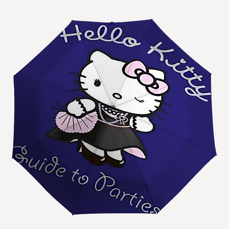 1pc Hello Kitty Guide to Parties Automatic Open Close Umbrella Windproof Canopy, Automatic Open Close Button10237