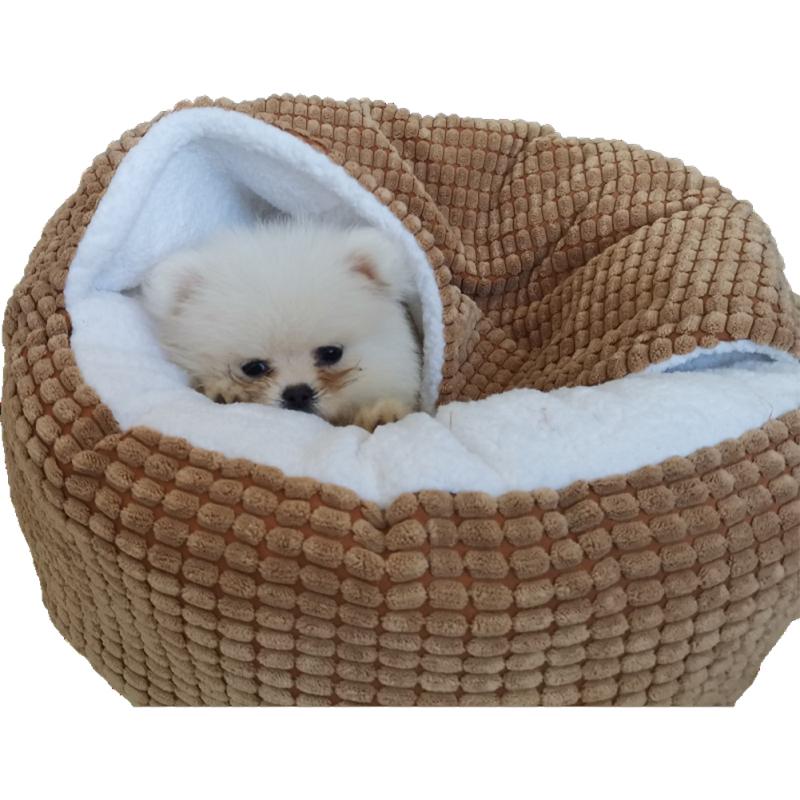 Cozy Corduroy Pet Kennel Non-slip Anti-anxiety Cave Kennel For Small Dogs Cats