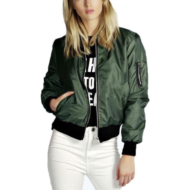 Women Zip Coat Fashion Baseball Jacket for Autumn Winter Solid Color