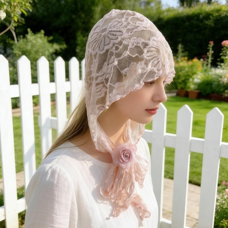 Elegant Hollow Out Mesh Head Wrap Soft Cupro Fiber Hat Bandana Headscarf For Summer Fashion Accessory
