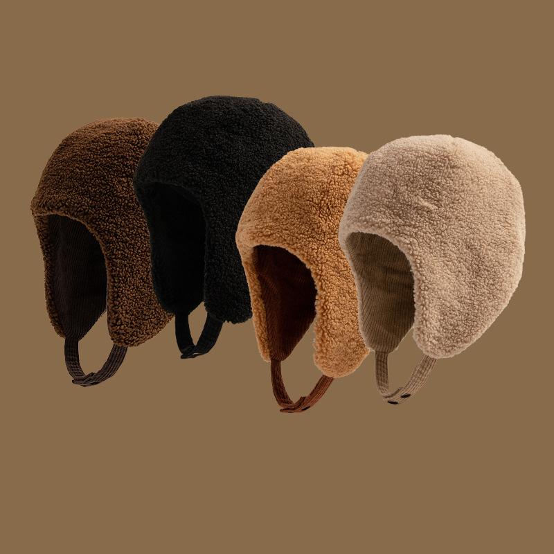 Wearing Lamb Plush On Both Sides, Men and Women Keep Warm In Winter, Ride Bicycles, Protect Their Ears from the Cold, and Wear Flying Caps In Their