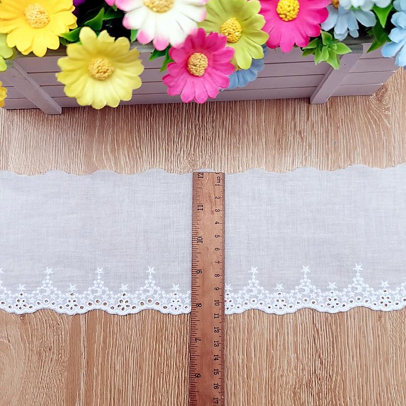 3Meters/lot 11cm Wide Beige Cotton Fabric Embroidered Stars/moon Lace Handmade DIY Clothing Fabric Lace Accessories