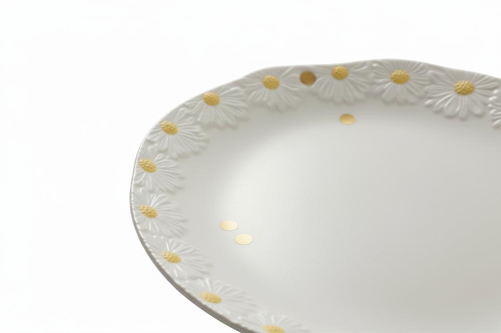 Ceramic Breakfast Dessert Plate 21 Cm Elegant Design Daisy Line