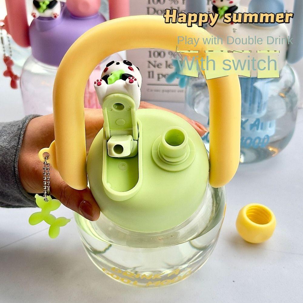 With Straw Kids Water Sippy Cup Plastic Transparent Bottle Water Mug Portable Drink Bottle  School