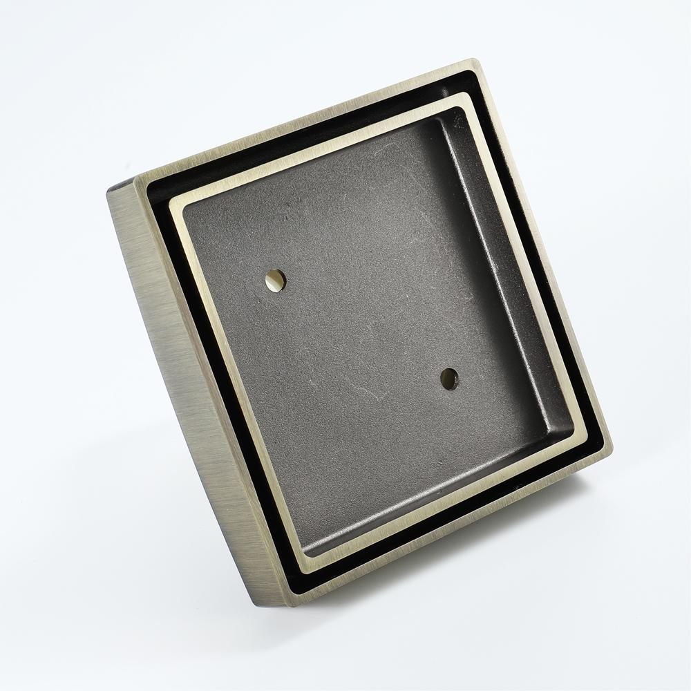Bathroom Accessories 116*116mm Shower Floor Drain Can Insert Tiles Floor Drain Cover Antique Brass  Anti-odor Floor Drain