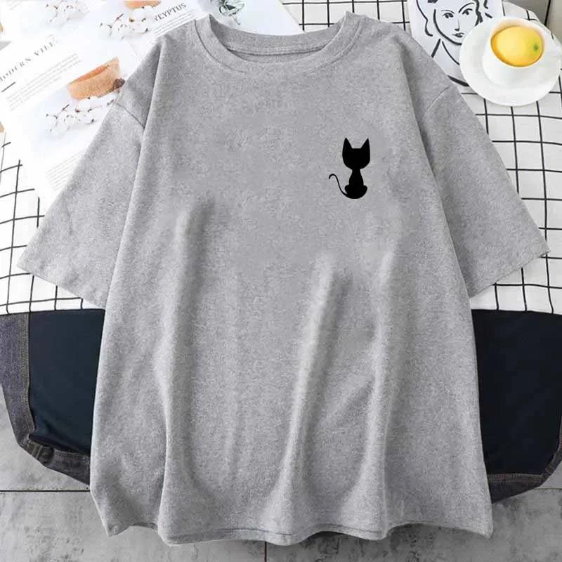 2024 Katzen-Print T-Shirt Sommer Sport Jogging Top Kurzarm Outdoor Mode T-Shirt Locker Weiches Shirt Lässige T-Shirts