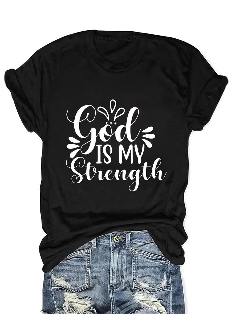 T-shirt à col rond imprimé foi pour femme - Haut décontracté d'été