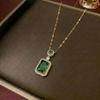 Women's Multi-color Zircon Pendant Necklace - Japanese & Korean Style, Geometric Titanium Steel Clavicle Chain, Light Luxury Fashion.