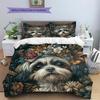 Vintage Shih Tzu Pattern Bedding Home Decoration Birthday Gift (1 * Duvet Cover + 2 * Pillowcase, Without Core)
