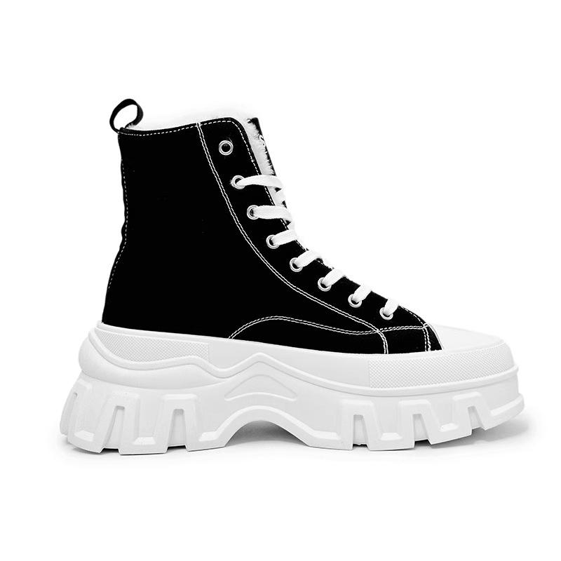 Herren High-Top Fleecegefütterte Winter Canvas Sneaker mit dicker Sohle