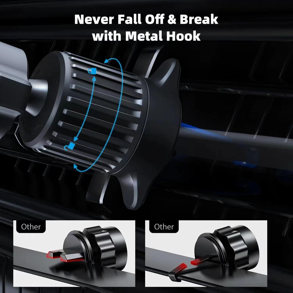 Car Phone Holder Mount, 2025 Upgrade Auto Locking Universal Phone Holder with Hook Clip for Car Air Vent for 4.5-7 inch Devices