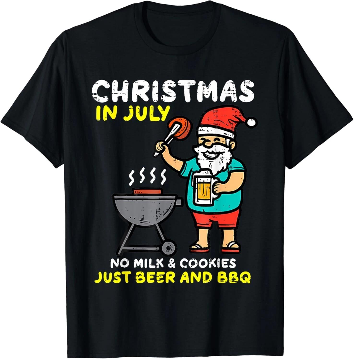 Santa No Milk Cookies Just Bbq Funny Christmas In July Men Gift Unisex T-Shirt S