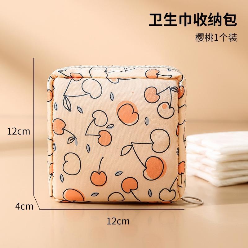 Cartoon Girl's Sanitary Napkin Storage Bag Large Capacity Multi-functional Menstrual Period Bag For Students Hygienic Cotton