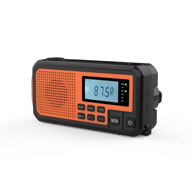 Multifunctional Solar Hand-Cranked Emergency Radio with Flashlight and Power Bank