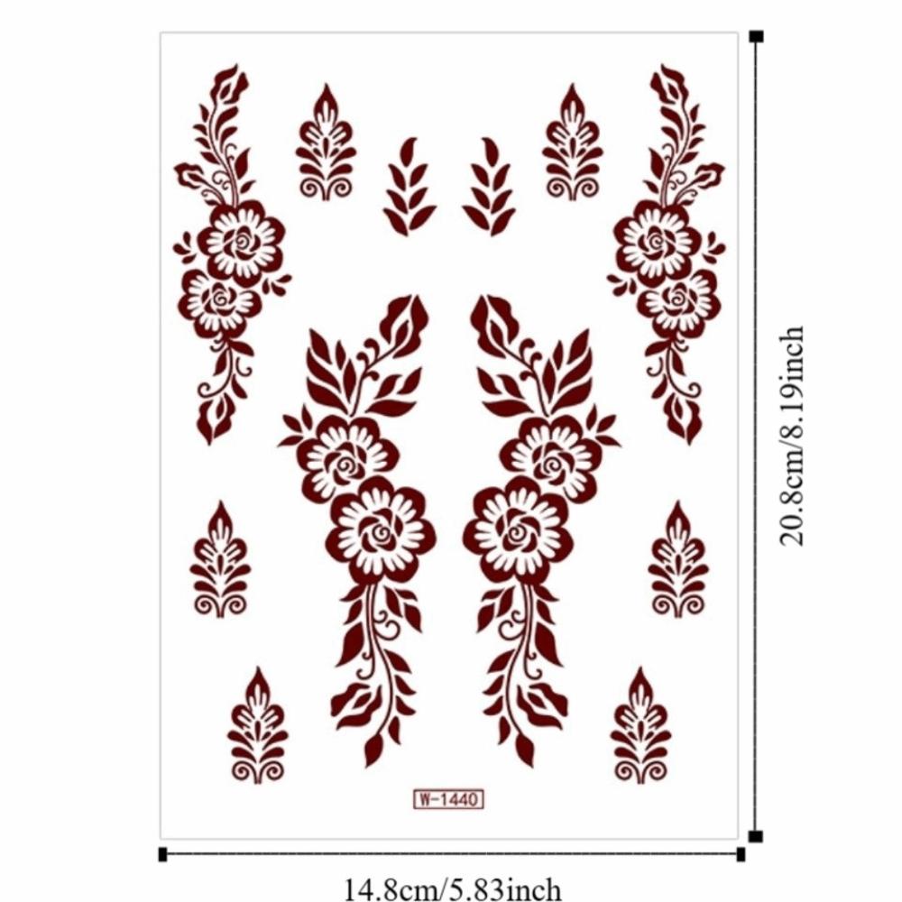 9pcs Water Transfer Decals Henna Tattoo Stickers Fake Body Art Sticker Women/Lady/Girl