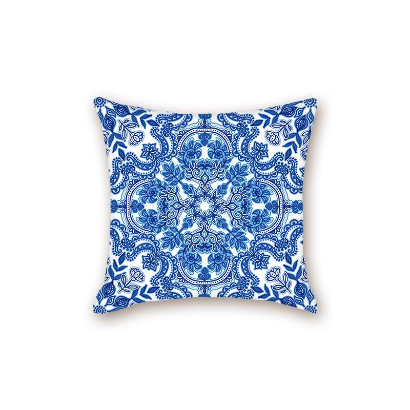 2025 Modern Blue & White Porcelain Series Backrest Pillow Cover for Sofa & Bed