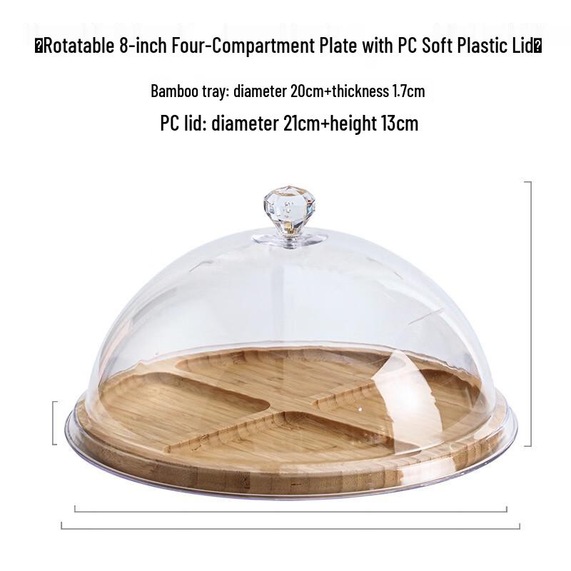 Rotatable Bamboo Three-Compartment Serving Tray