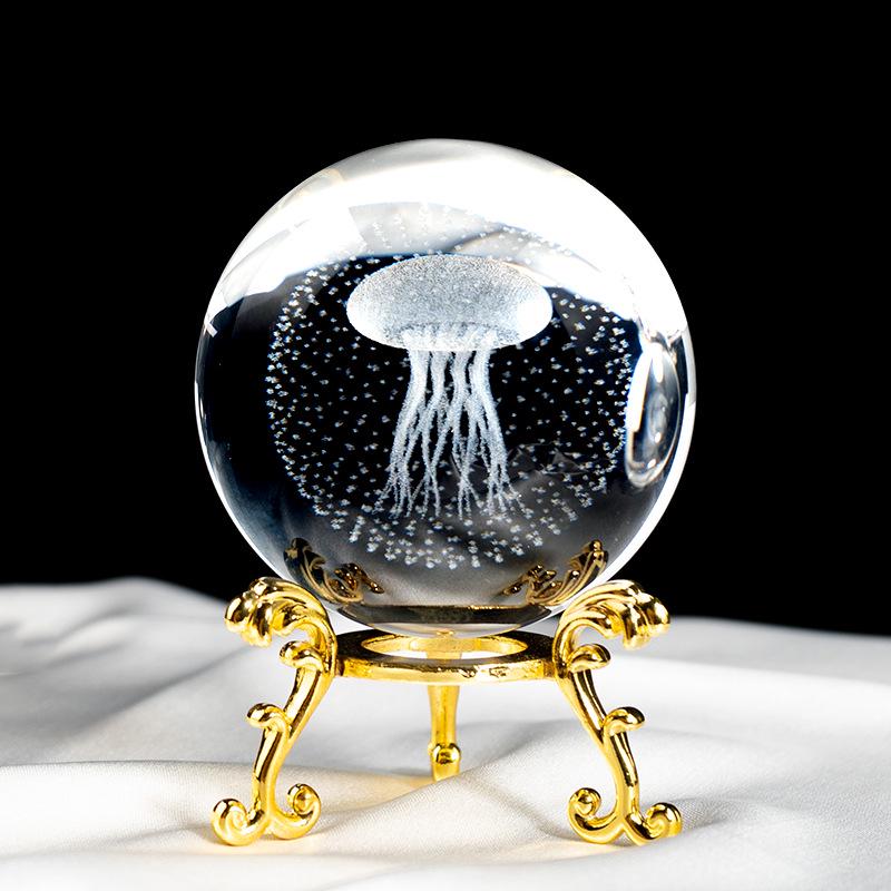 3D Laser-Engraved Crystal Ball: Galaxy Rose & Little Prince Gift
