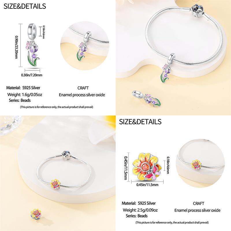 Copper Metal Butterfly Flower Vibrant Colorful Series Charm Bead Components Bead Components Compatible With Pan Authentic Original Bracelets Do It