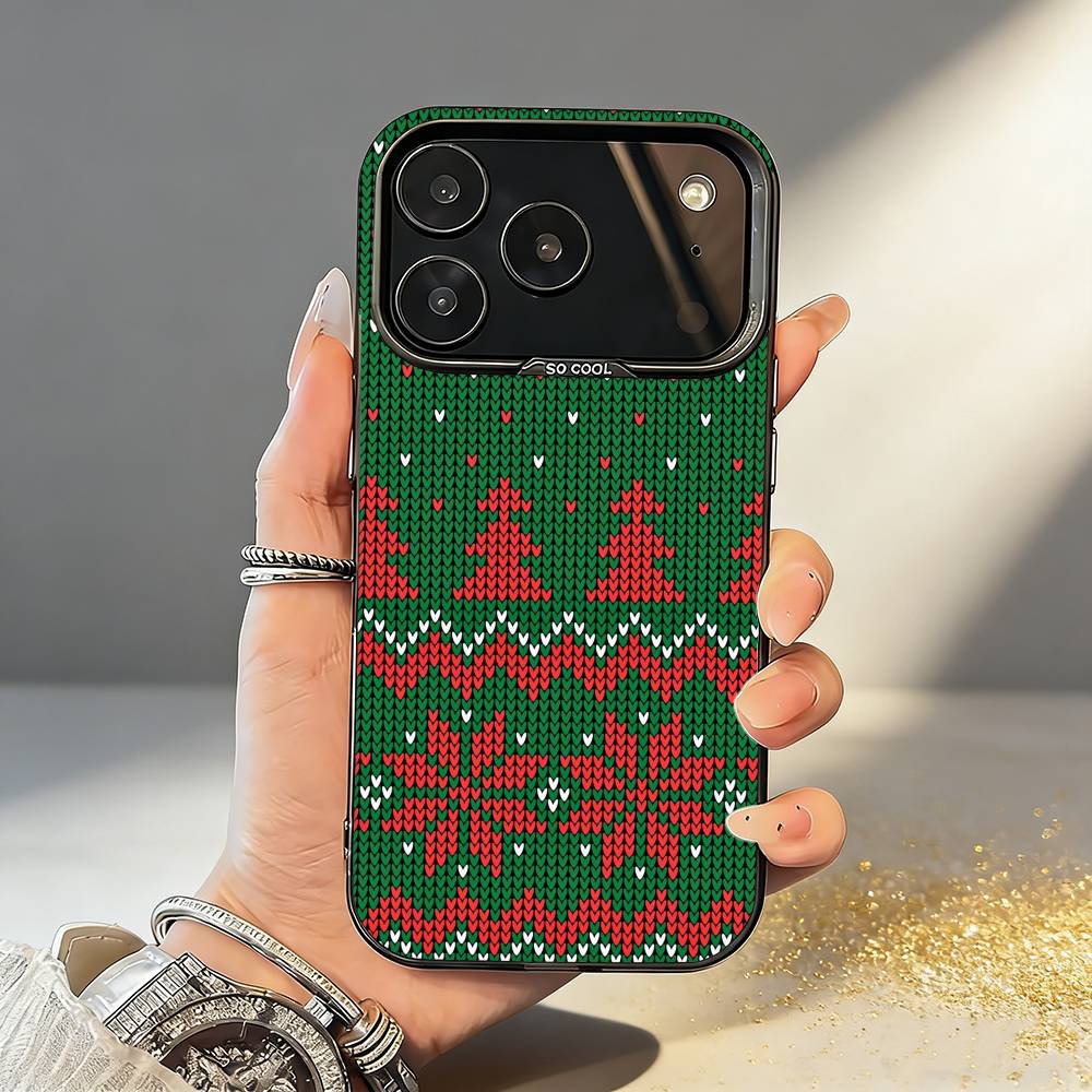 Fair Isle Christmas Phone Case For iPhone17,16,15,14,13,12,11,Pro,MAX White Matte Shockproof Cover