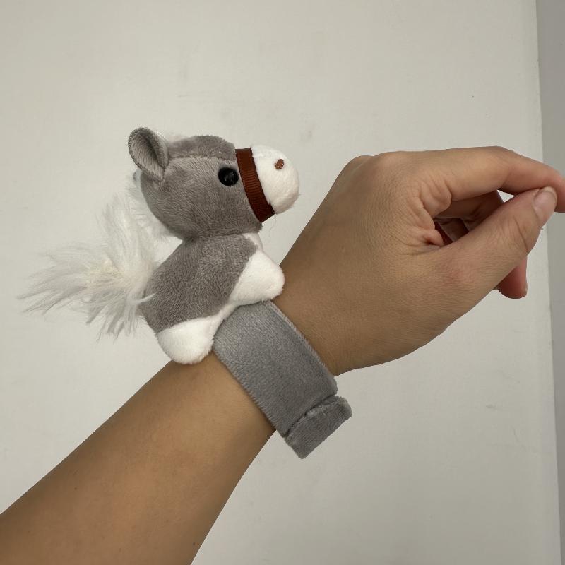 Søt Liten Hest Plysjdukke Armbånd Snap-armbånd For Barn Gave Utstoppet Hest Dame Pannebånd