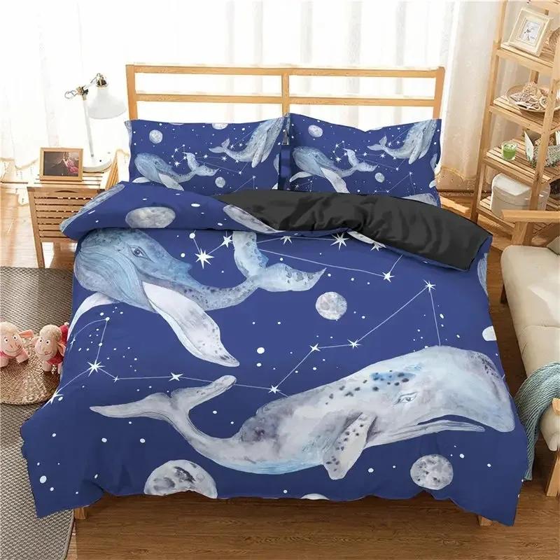 Comforter Ocean Dolphin Bedding Set For Kids Adult Boho Style Marine Themed Microfiber Sea Creatures Bedroom Decor