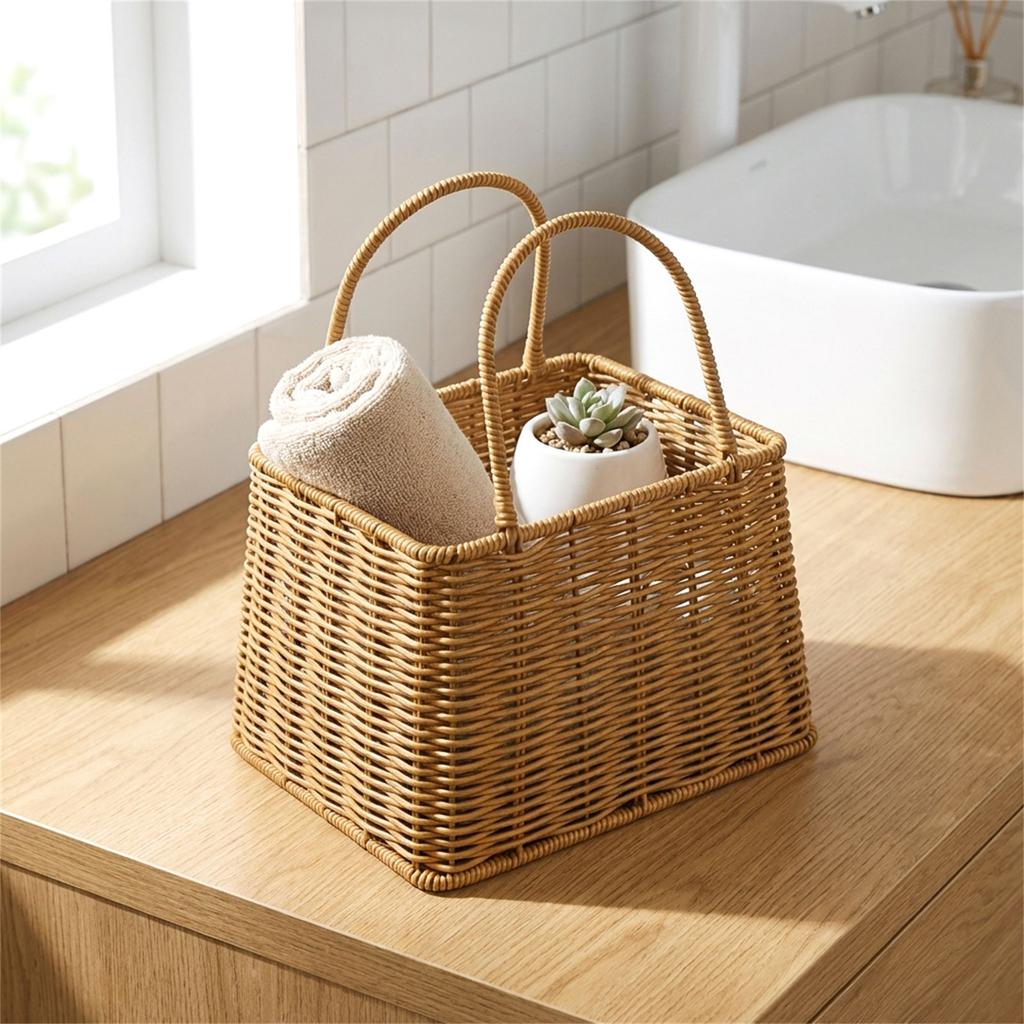 Wicker Style Storage Basket Weave Multipurpose Organizer Bin Durable And Lightweight For Home Office Use