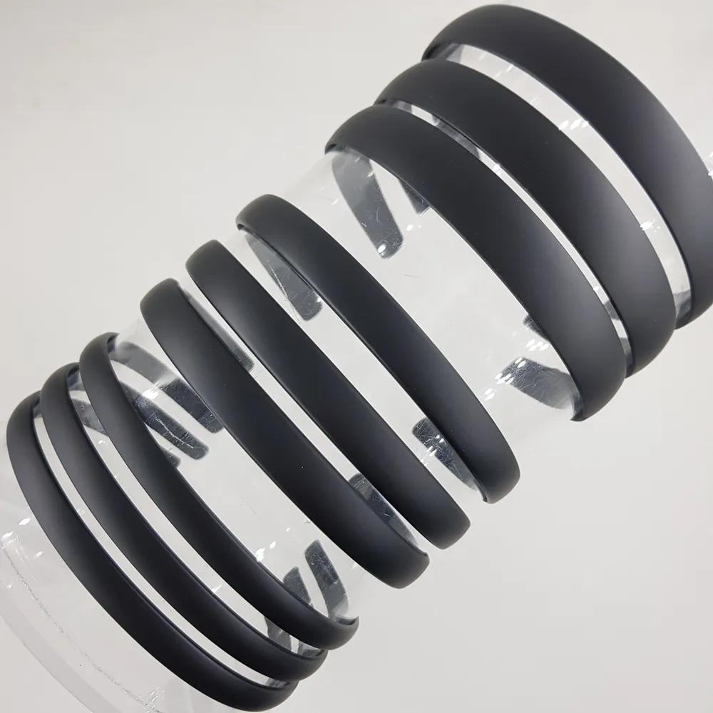 Black plain matte plastic headbands, 10 pieces per set cow