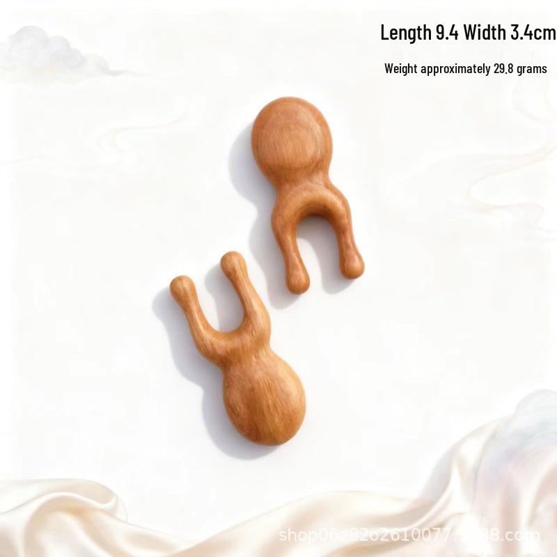 Solid Wood Sandalwood Massage Comb - Round, 28 Pins for Scalp Therapy