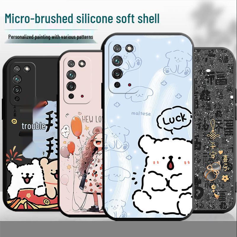 Honor X10 Anti-Fall Silicone Phone Case: Creative Cartoon Design, Soft and Durable.