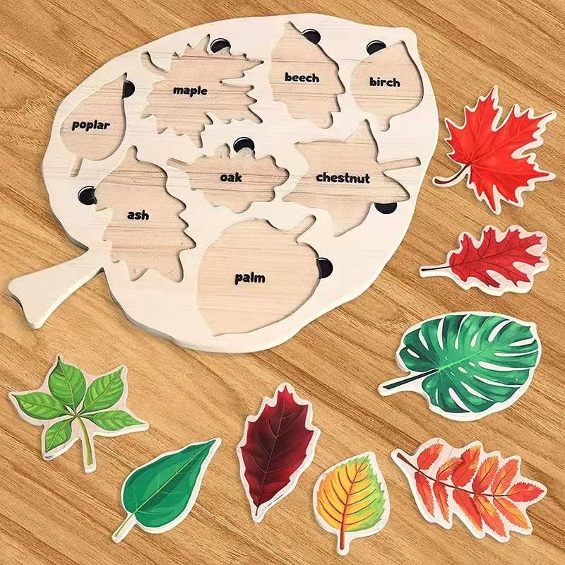 Montessori Yaprak Yapboz Bulmaca Oyuncak Ahşap Bitki Çizim Tahtası Biliş Oyunu Çocuklar İçin Eğitici Boyama Oyuncağı Öğretim Araçları