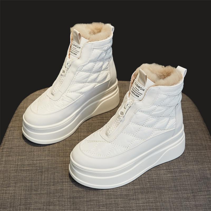 Rabbit Fur Snow Boots Women 2 Winter Velvet Snow Cotton Platform Cotton Shoes Winter Shoes Women's Shoes Wear White Shoes Women
