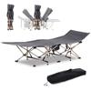 Single Steel Frame Portable Camping Cot, with Carry Bag - Grey