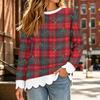 Women's Loose Fit Crewneck Sweatshirt with Scalloped Hem, Christmas Print Long Sleeve Pullover Top