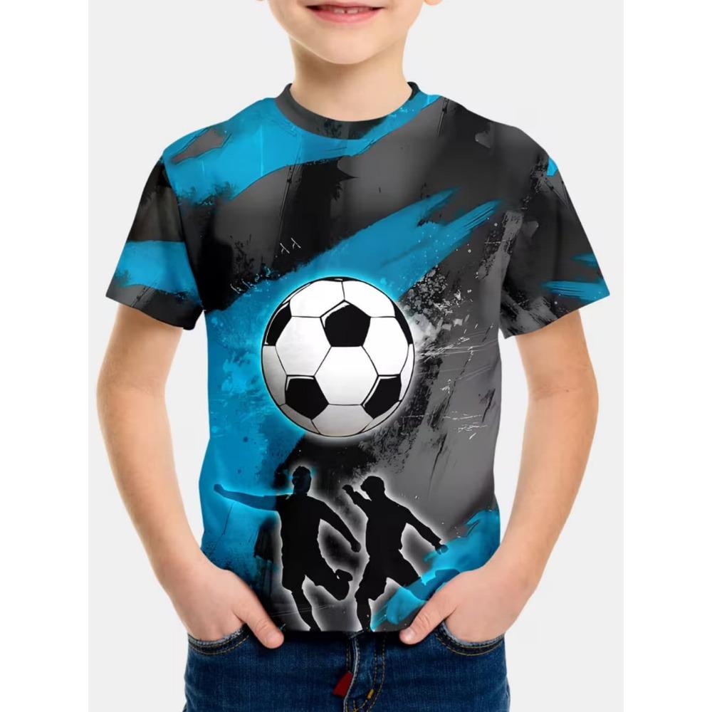 T-Shirt für Kinder Mode 3D-Druck Sommer Kurzarm-T-Shirt Personalisiertes Hip-Hop Bequemes Rundhals-T-Shirt Sportoberteil