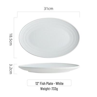ZISIZ Japanese Style Frosted Oval Fish Plate