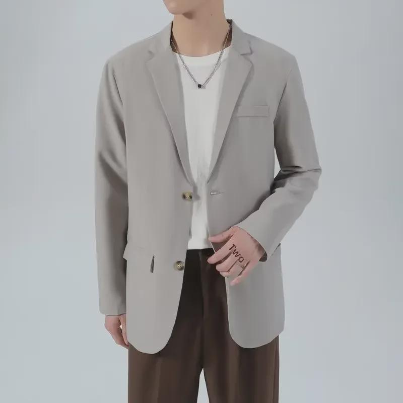 Men's Casual Loose Solid Color Jacket - Korean Style 2023 Spring/Summer Trend